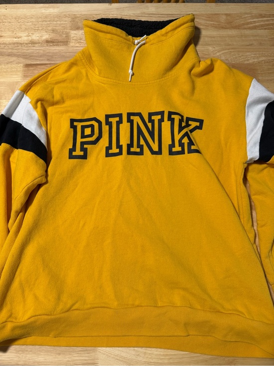 PINK Victoria's Secret Tops - Victoria’s Secret PINK Women’s Large Yellow Cowl Neck Pullover Sweatshirt
